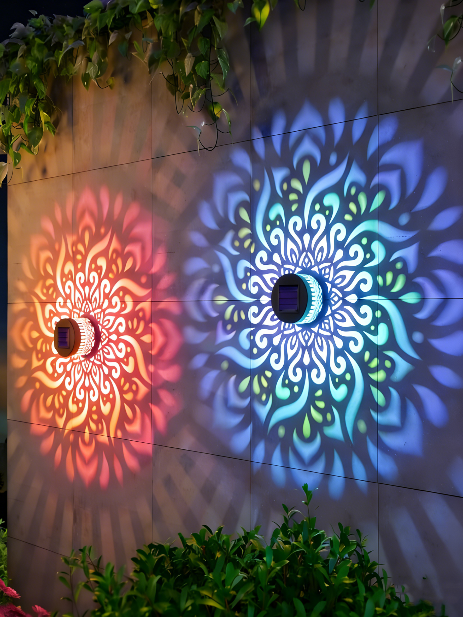 Solar-powered wall light