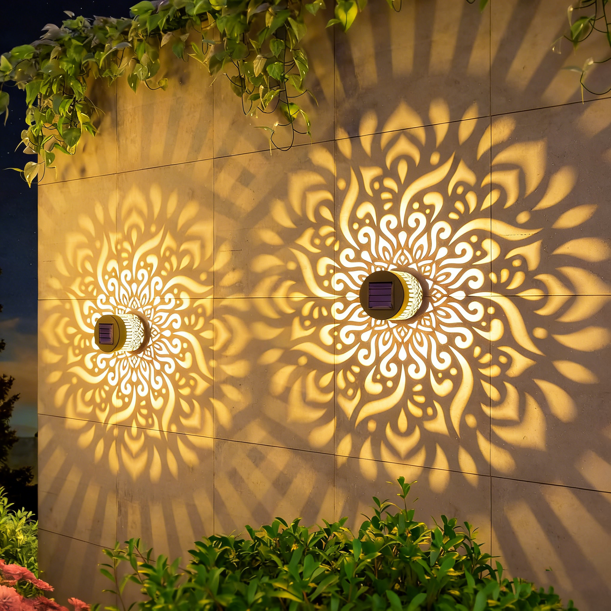 Solar-powered wall light