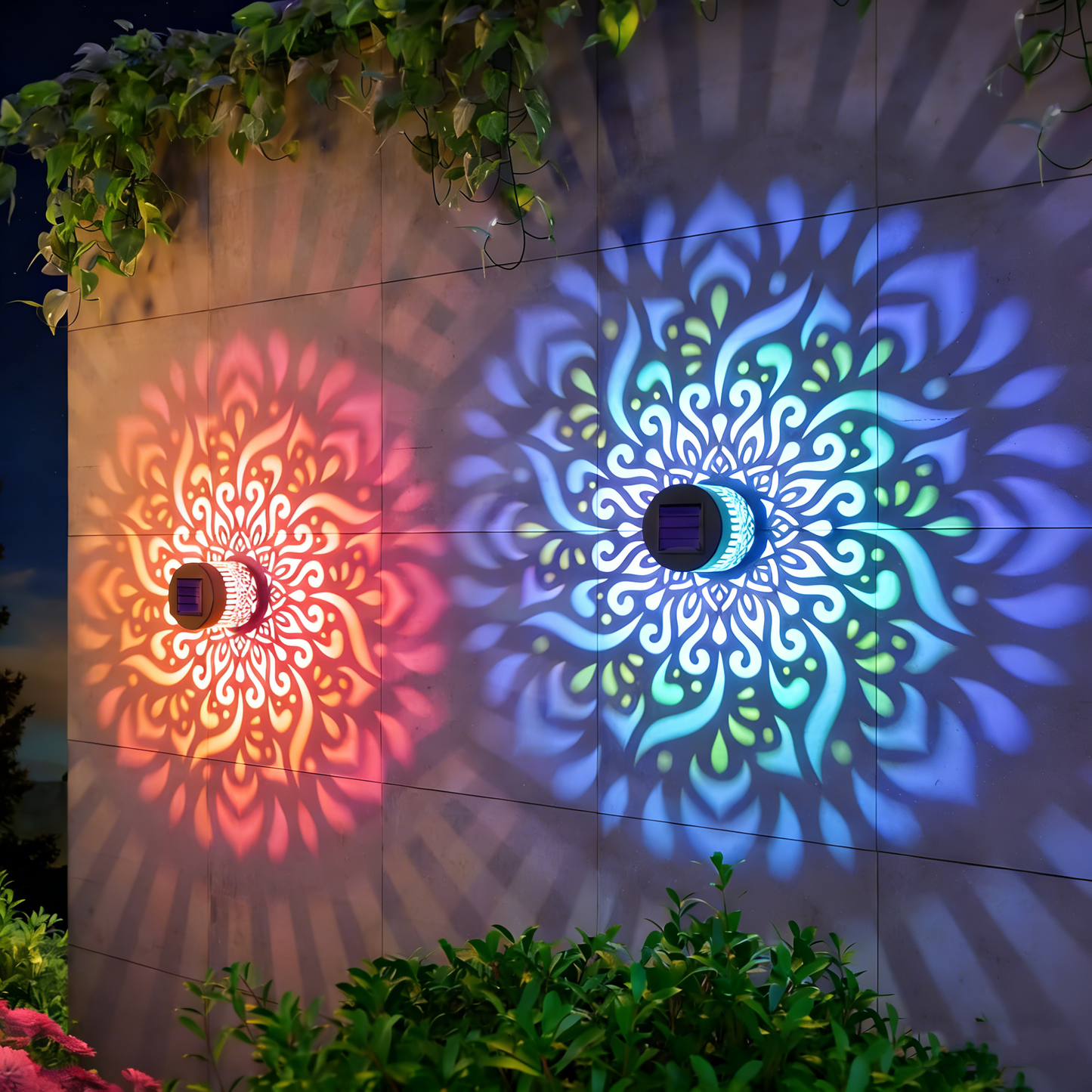 Solar-powered wall light