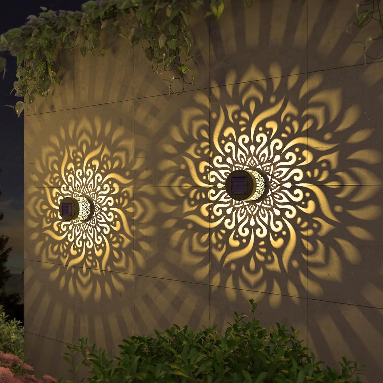 Solar-powered wall light