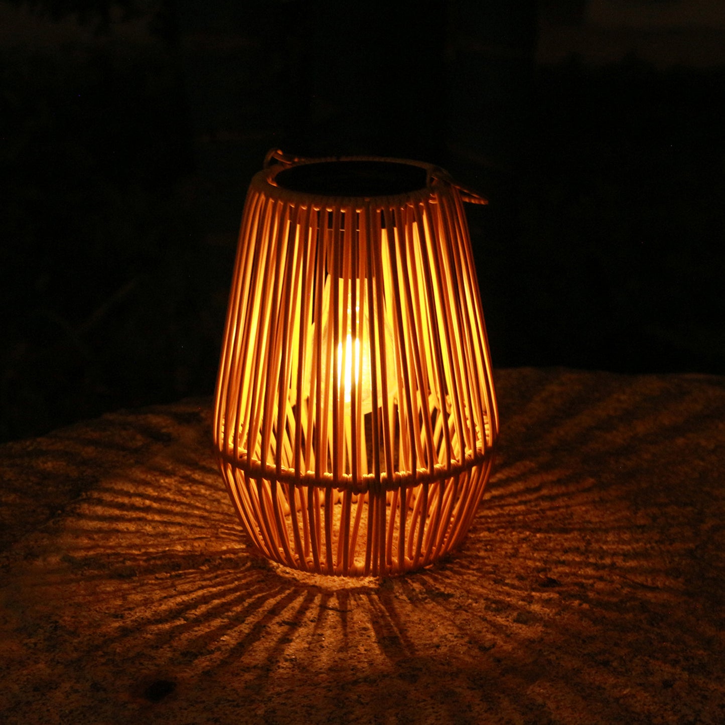 Solar-powered wicker lamp