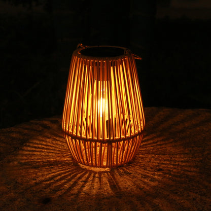 Solar-powered wicker lamp