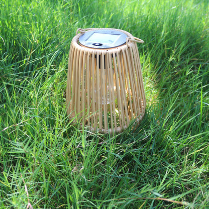 Solar-powered wicker lamp