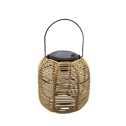 Solar-powered wicker lamp