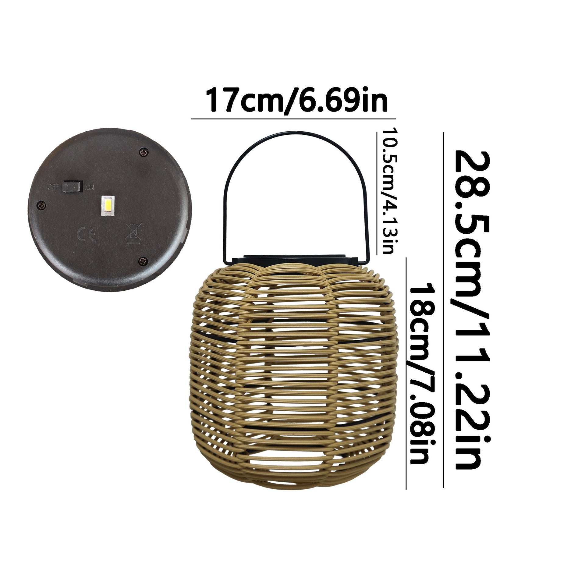 Solar-powered wicker lamp