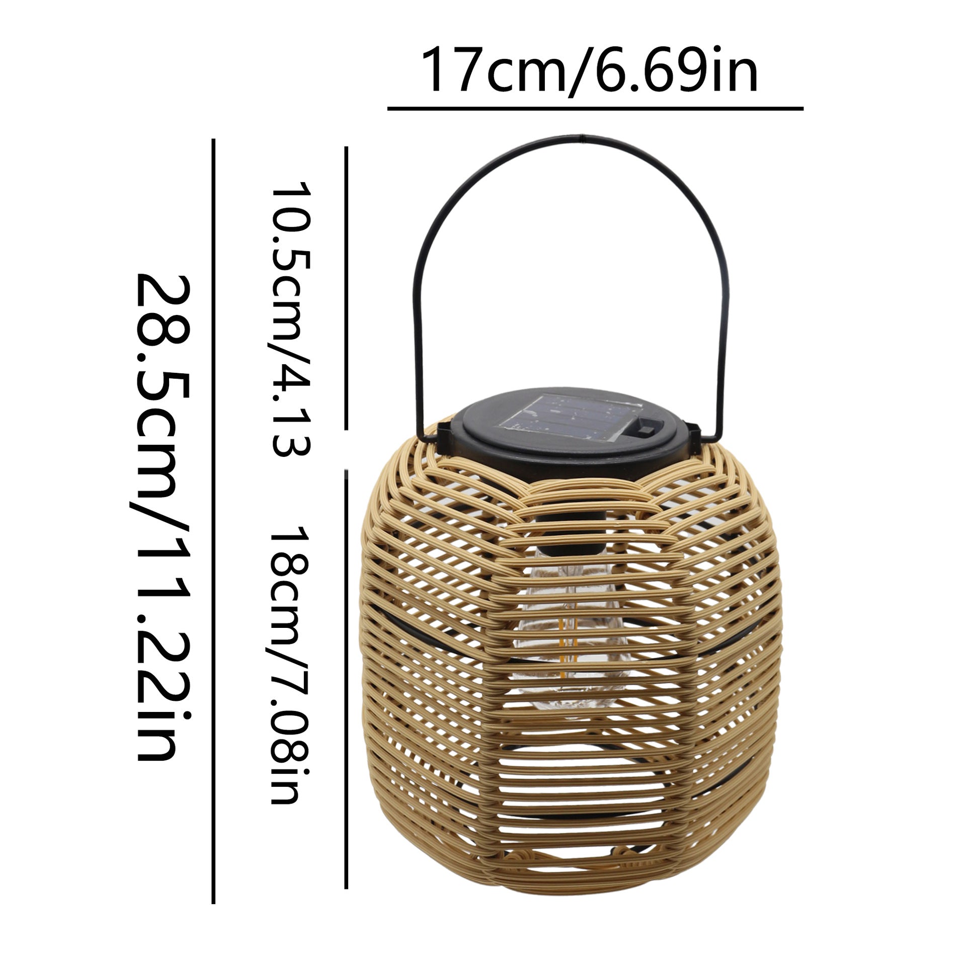 Solar-powered wicker lamp