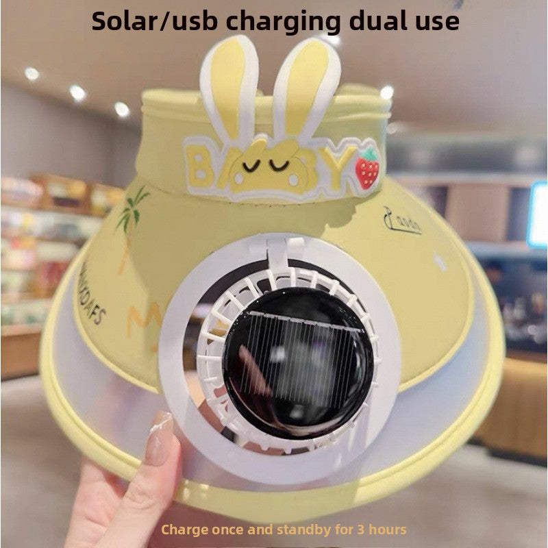 Solar Powered Wide Brim Hat with Cooling Fan