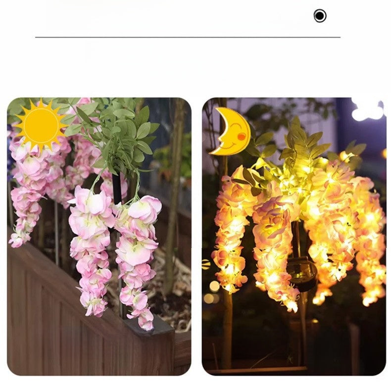 Solar Powered Wisteria Flower Garden Lamp