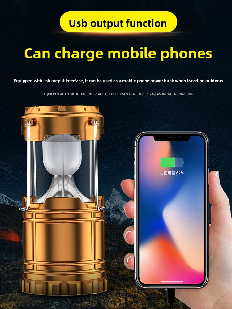 Solar Rechargeable Camping Lantern with Power Bank