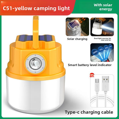 Solar Rechargeable Camping Light with Digital Power Display