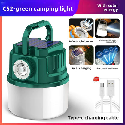 Solar Rechargeable Camping Light with Digital Power Display