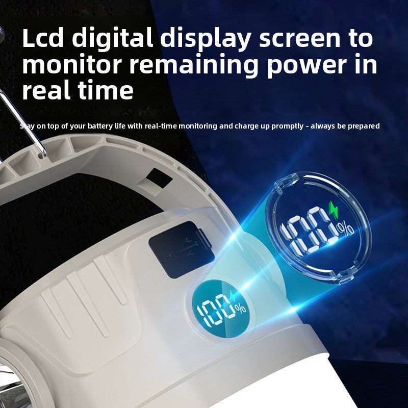 Solar Rechargeable Camping Light with Digital Power Display