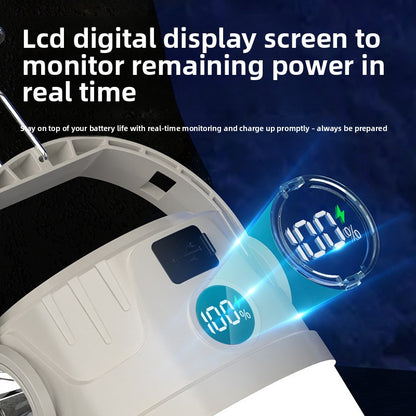 Solar Rechargeable Camping Light with Digital Power Display