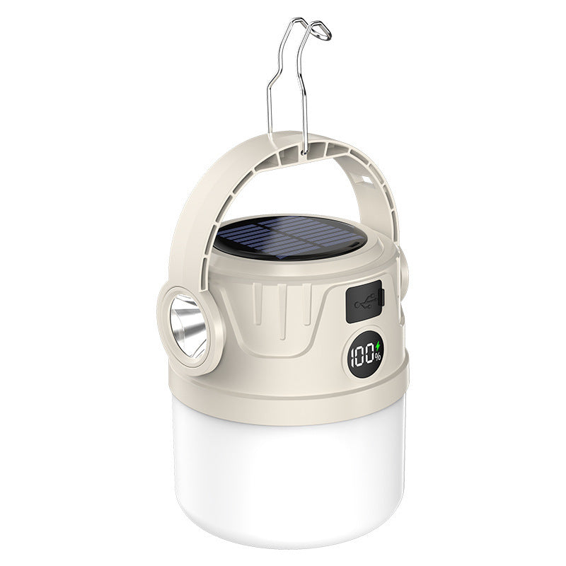 Solar Rechargeable Camping Light with Digital Power Display