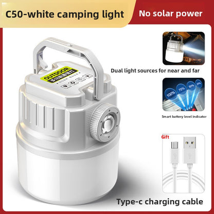 Solar Rechargeable Camping Light with Digital Power Display