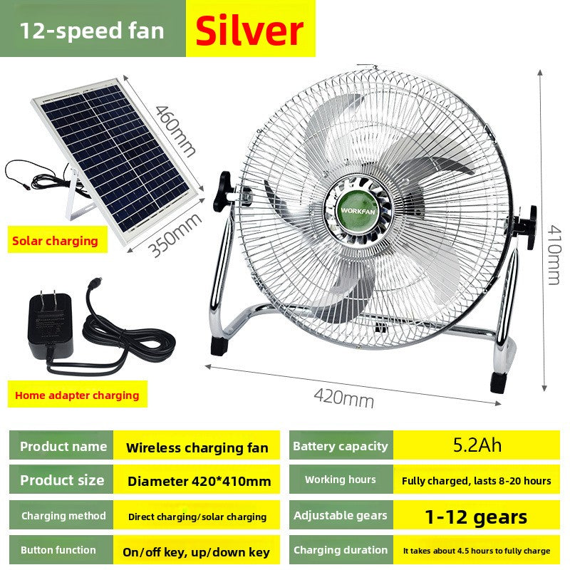 Solar rechargeable fan