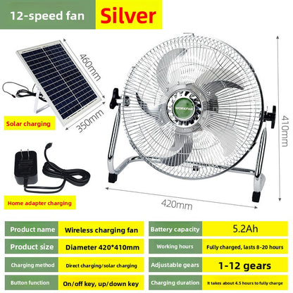 Solar rechargeable fan