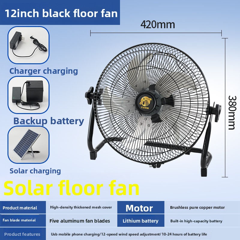Solar rechargeable fan