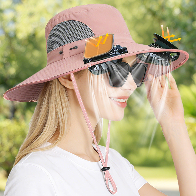 Solar Rechargeable Outdoor Cooling Hat with Adjustable Fans
