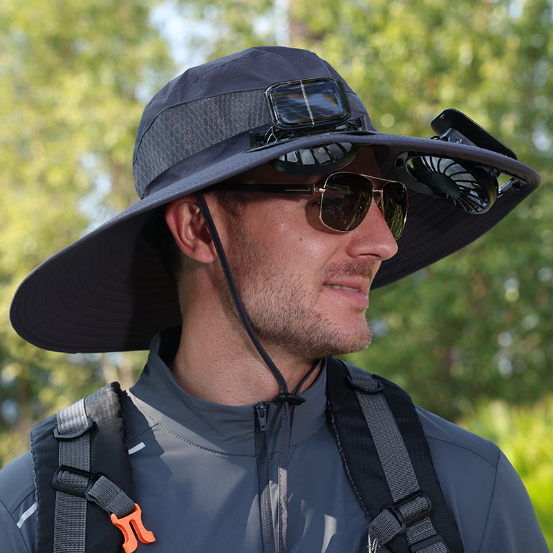Solar Rechargeable Outdoor Cooling Hat with Adjustable Fans