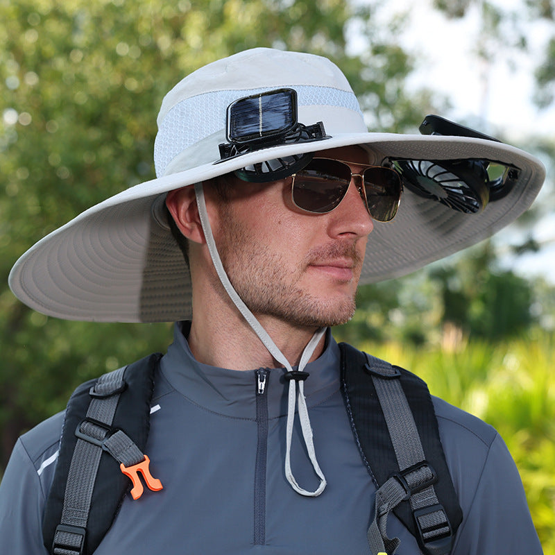 Solar Rechargeable Outdoor Cooling Hat with Adjustable Fans