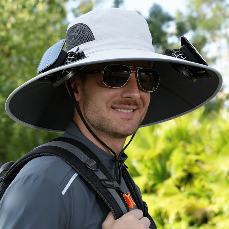 Solar Rechargeable Outdoor Cooling Hat with Adjustable Fans