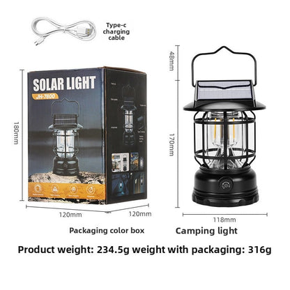 Solar Retro Camping Lamp Outdoor Lighting Horse Lamp Long Life Charging Tent Portable Lamp Warm Light Atmosphere Lamp