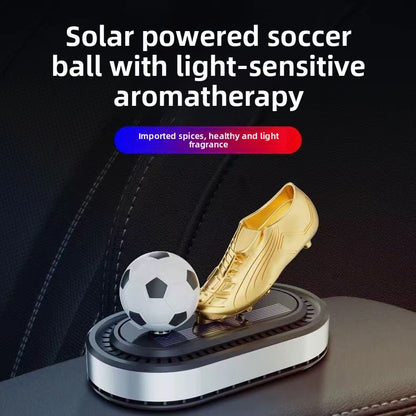 Solar Rotating Football Car Perfume Ornament