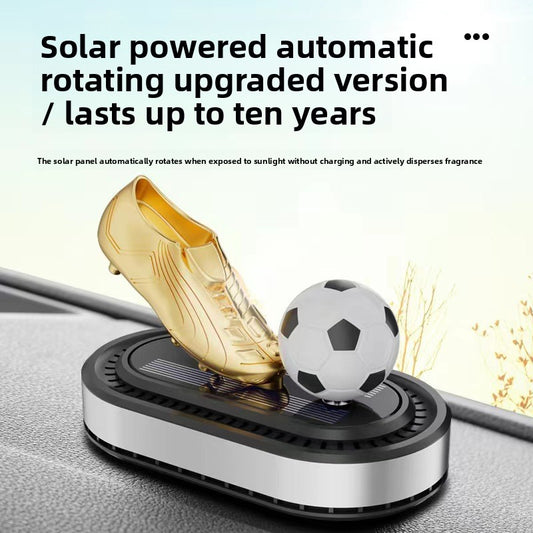 Solar Rotating Football Car Perfume Ornament