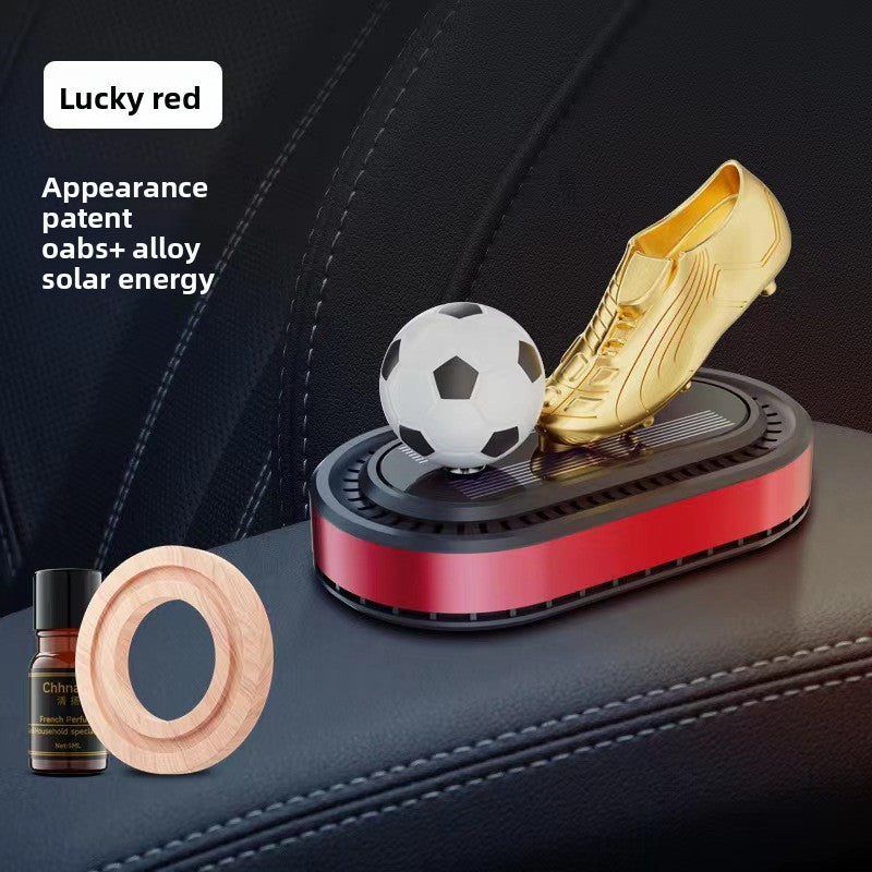 Solar Rotating Football Car Perfume Ornament