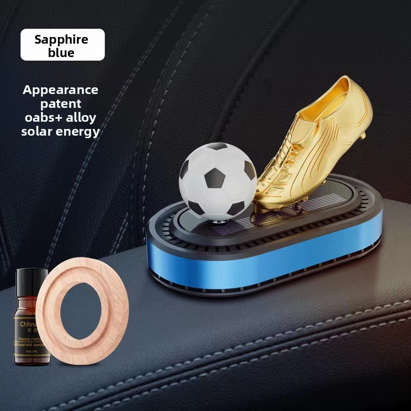Solar Rotating Football Car Perfume Ornament