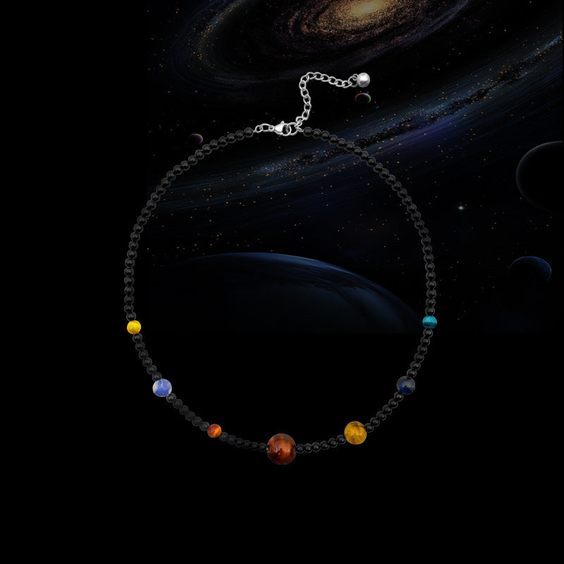 Solar System Planet Necklace with Natural Stones