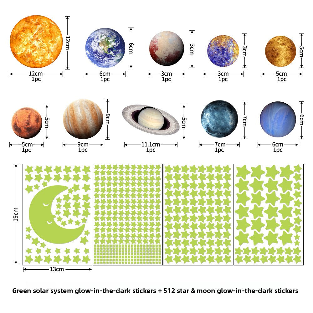 Solar System Planets Glow in Dark Wall Stickers