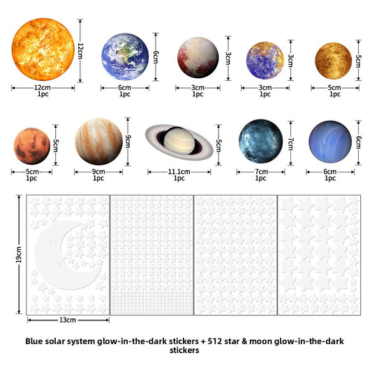 Solar System Planets Glow in Dark Wall Stickers