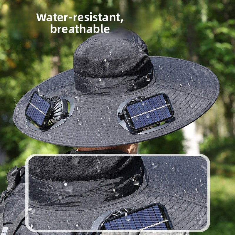 Solar USB Charging Spray Fan Hat with Sun Protection