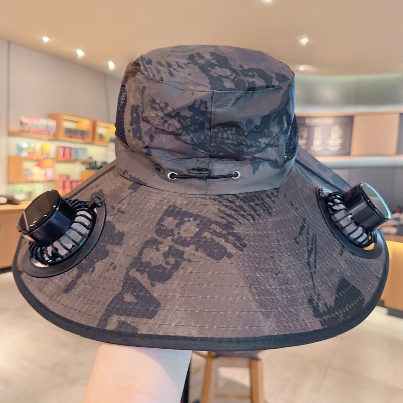 Solar USB Fan Hat with Dual Cooling and Sun Protection