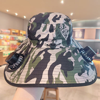 Solar USB Fan Hat with Dual Cooling and Sun Protection