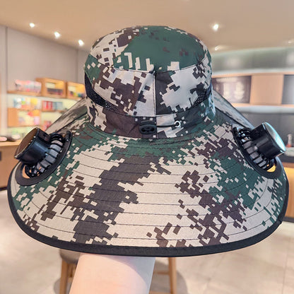 Solar USB Fan Hat with Dual Cooling and Sun Protection