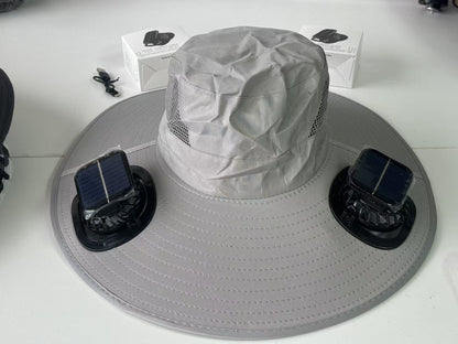 Solar USB Fan Hat with Dual Cooling and Sun Protection