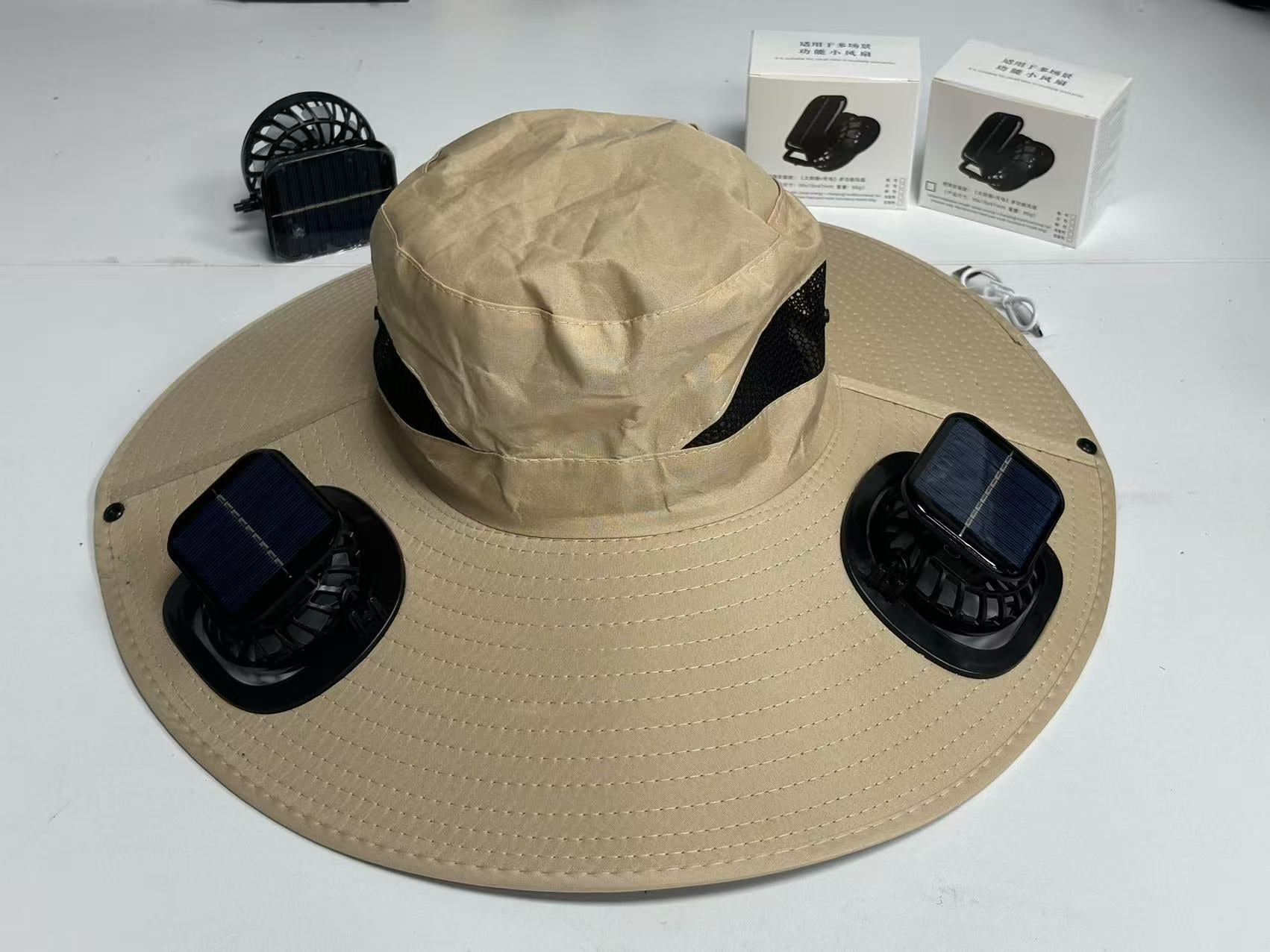 Solar USB Fan Hat with Dual Cooling and Sun Protection