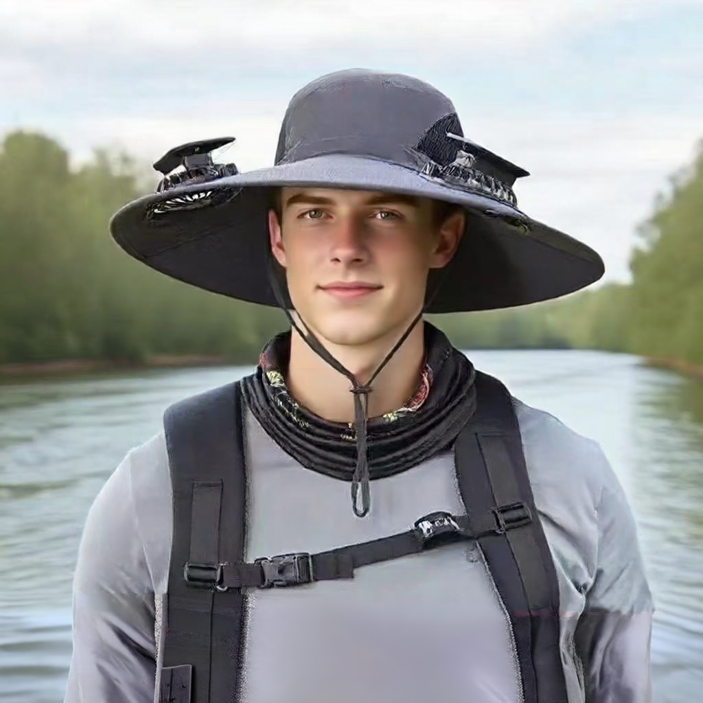 Solar USB Fan Hat with Dual Cooling and Sun Protection