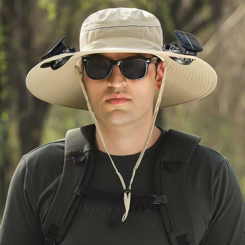 Solar USB Fan Hat with Dual Cooling and Sun Protection