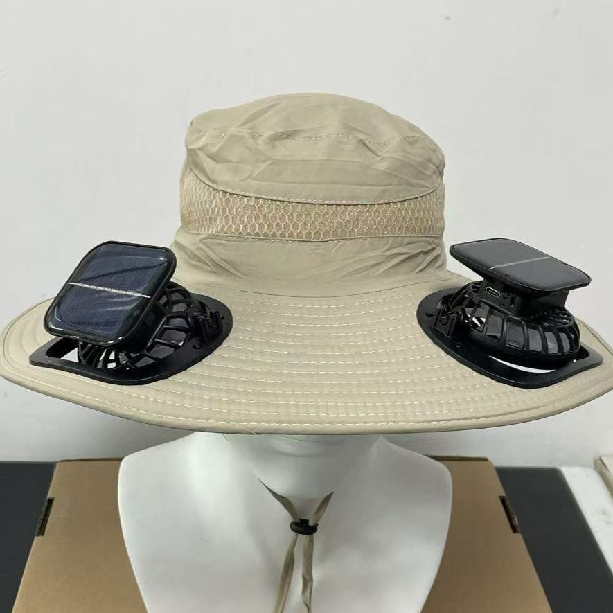 Solar USB Fan Hat with Dual Cooling and Sun Protection