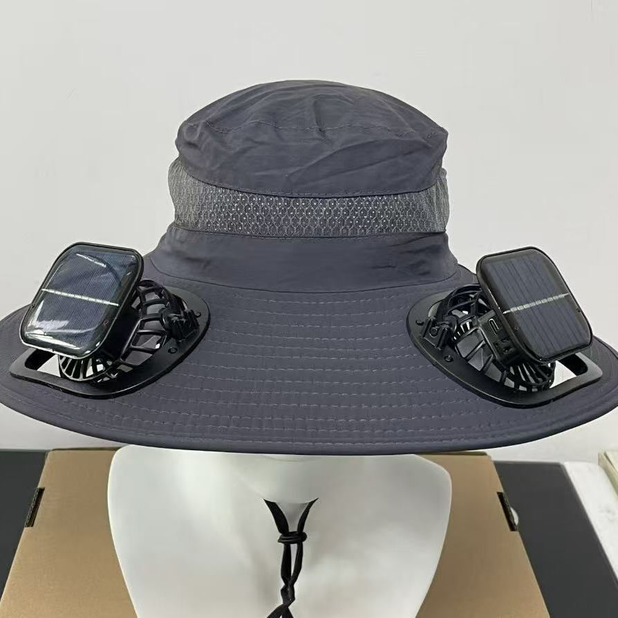 Solar USB Fan Hat with Dual Cooling and Sun Protection