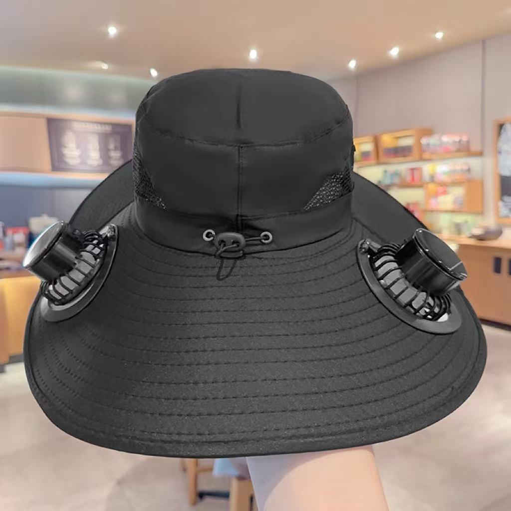 Solar USB Fan Hat with Dual Cooling and Sun Protection