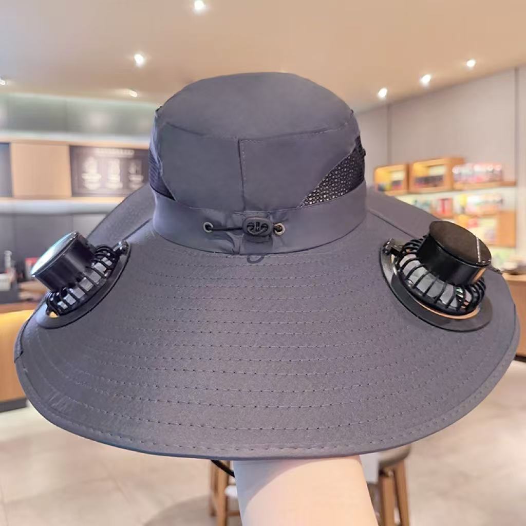 Solar USB Fan Hat with Dual Cooling and Sun Protection