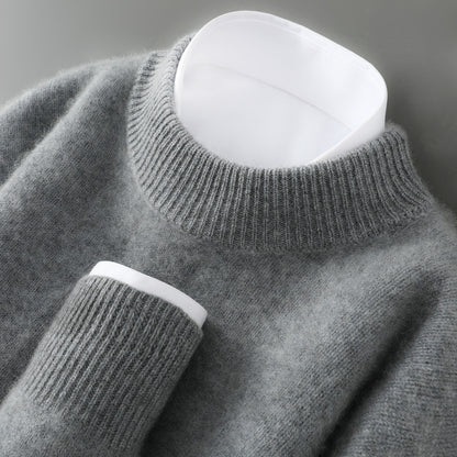 Solid-color base knitted wool sweater
