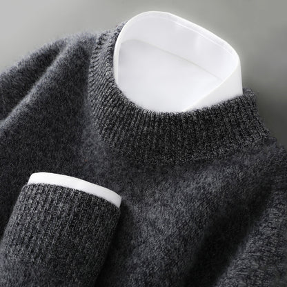 Solid-color base knitted wool sweater