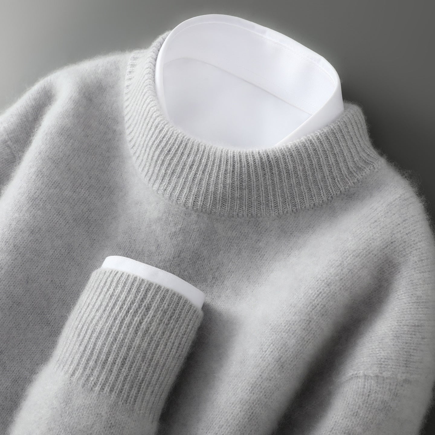 Solid-color base knitted wool sweater