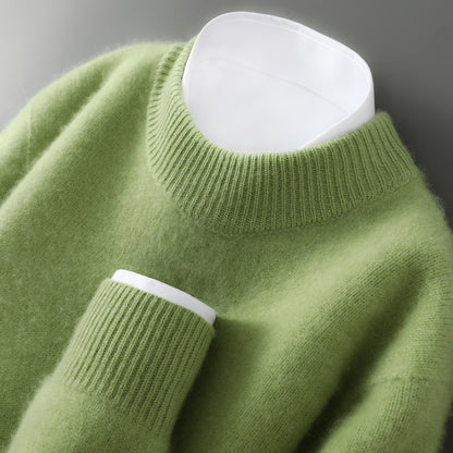 Solid-color base knitted wool sweater